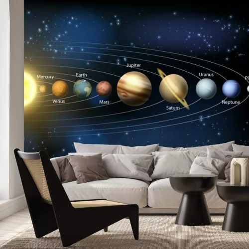 Fotobehang De zon en de planeten van het zonnestelsel