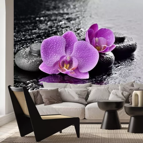 Sticker Storczyki z kamieniami bazaltowymi