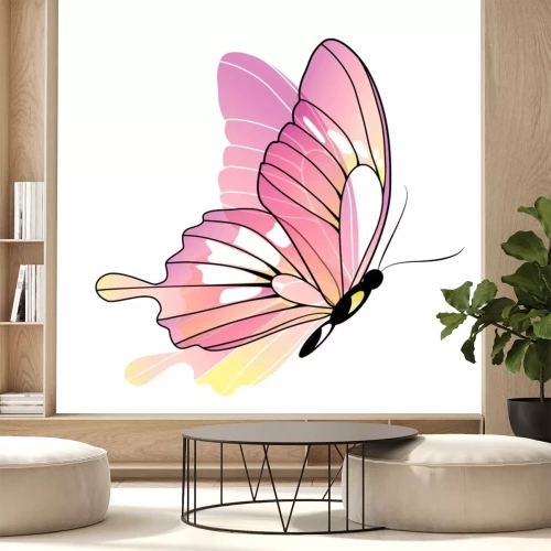 Sticker Schattige roze vlinder