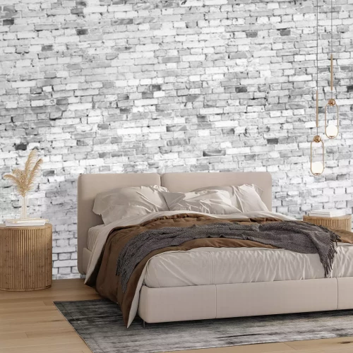 Fotobehang Muur van grijze baksteen