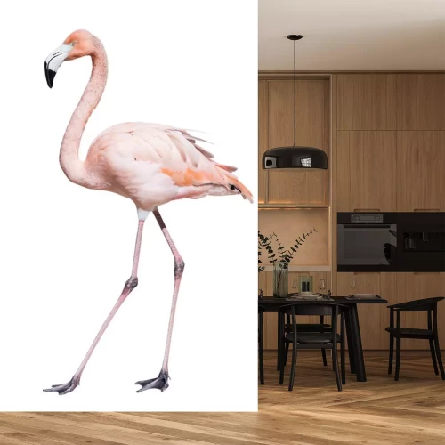 Sticker Roze vogel op witte achtergrond