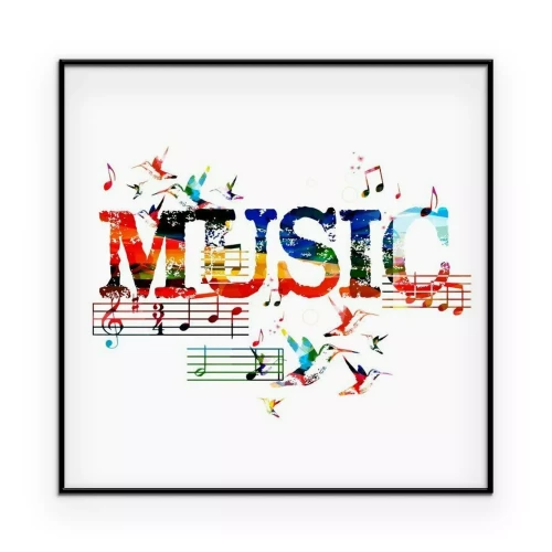 Poster Achtergrond met kleurrijke MUSIC-letters.
