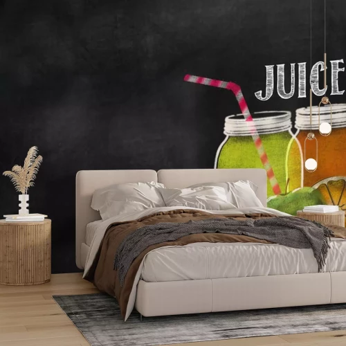 Sticker fruit Sap thema krijtbord schoolbord met kopie ruimte