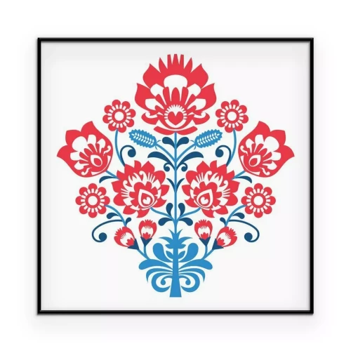 Poster Łowicz-ornament met bloemen