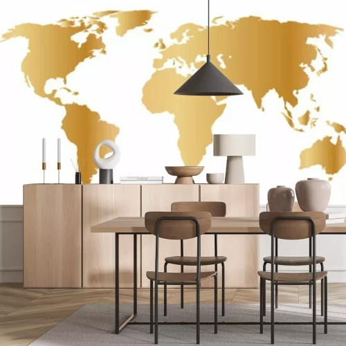 Sticker Goud wereldkaart