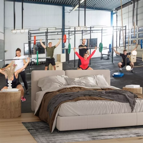 Sticker Trainers Assisting Athletes In Exercising With Barbells