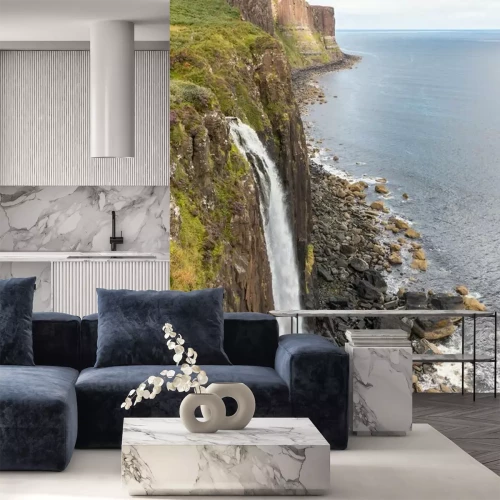 Fotobehang Waterval en oceaan