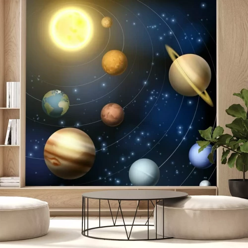 Fotobehang Illustratie van de planeten van het zonnestelsel