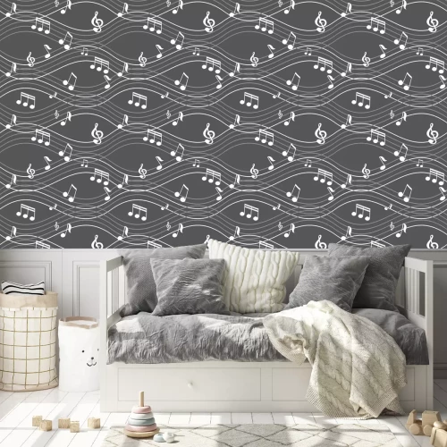 Behang vector abstracte naadloze achtergrond muziek noten