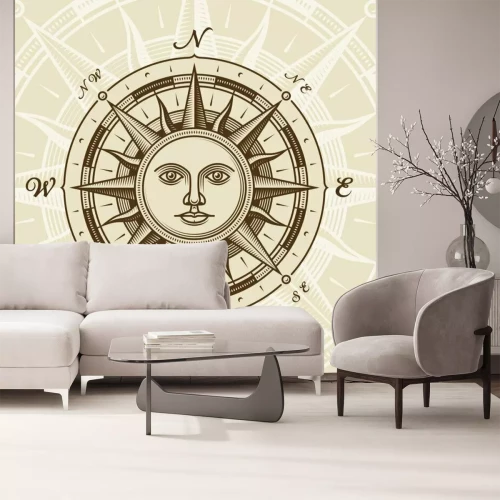 Sticker Vintage zon kompasroos