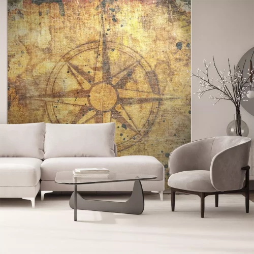 Fotobehang Kompas op oud vintage papier