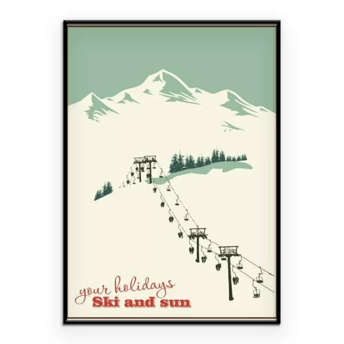 Poster Een eenvoudige ski-illustratie in retrostijl.