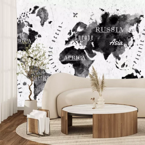 Sticker Inkt wereldkaart