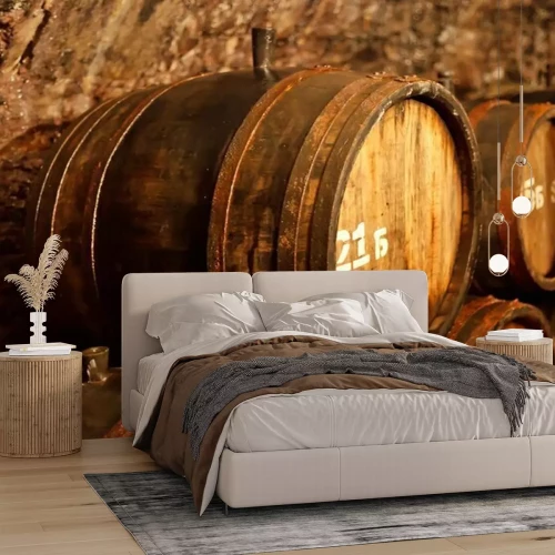 Fotobehang Oude wijnkelder van vaten