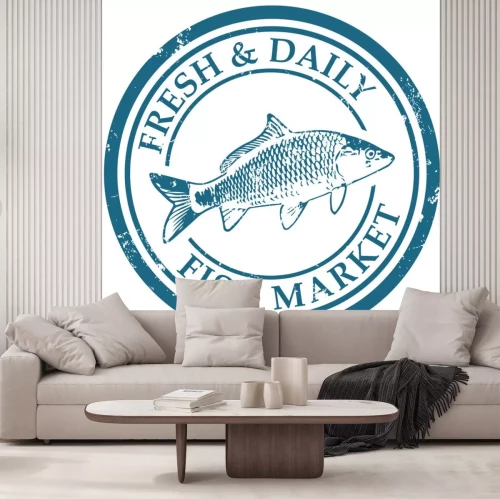 Sticker schaal-en schelpdieren markt stempel