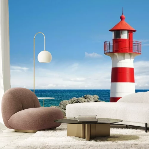 Fotobehang Vuurtoren aan de oceaan