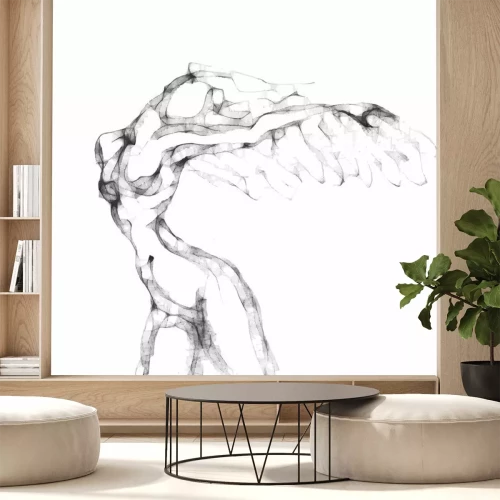 Fotobehang Een delicate schets van een vrouw met loshangend haar