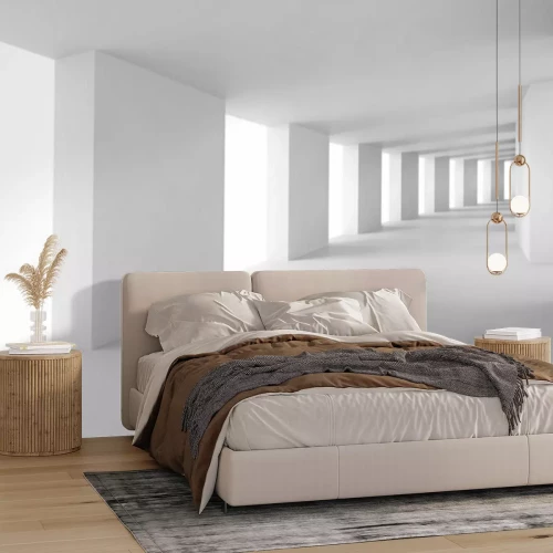 Fotobehang Minimalistische witte gang in 3D