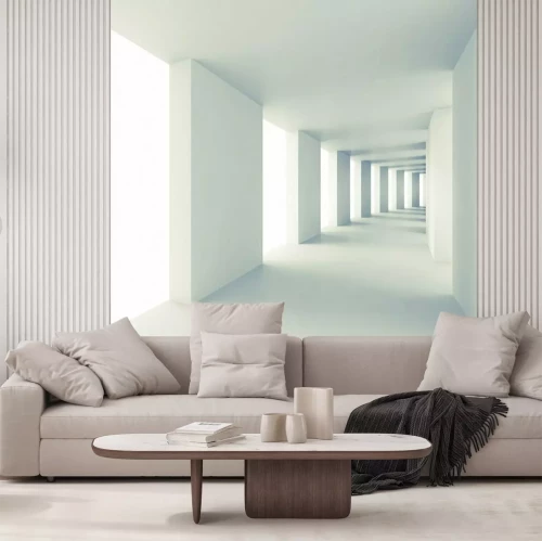 Fotobehang Abstracte witte gang met 3D-effect