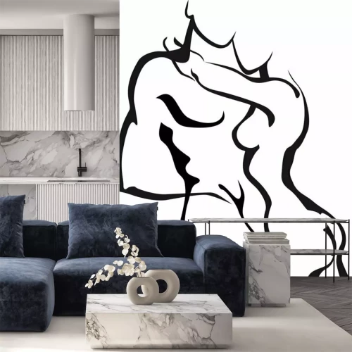 Fotobehang Sensuele silhouetten met lijntekeningen