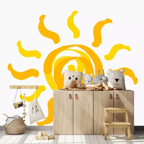 Sticker Golvende zonillustratie in kinderstijl