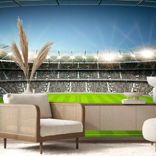 Fotobehang Uitzicht op het stadion met groen gras