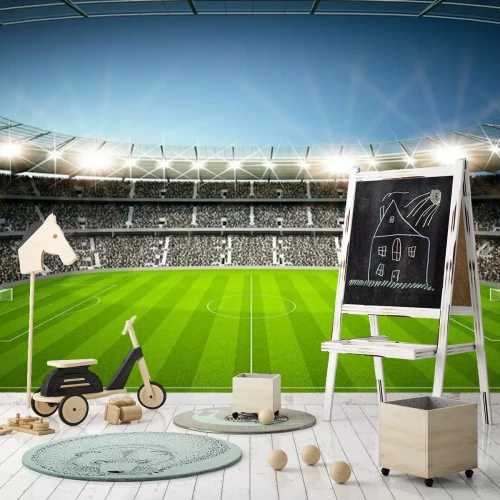 Fotobehang Uitzicht op het stadion met groen gras