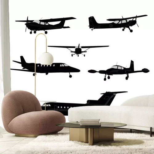 Sticker vliegtuig silhouetten - vector
