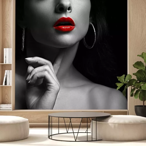 Fotobehang Rode lippen van een vrouw