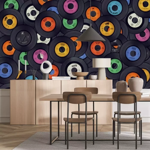 Fotobehang Achtergrondmuziek op vinylplaten