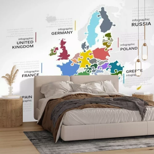 Fotobehang Kleurrijk Europa op de kaart