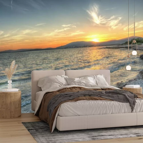 Fotobehang Panorama zonsondergang van de zee