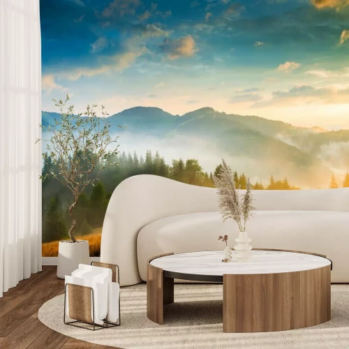 Fotobehang Mist in de bergen