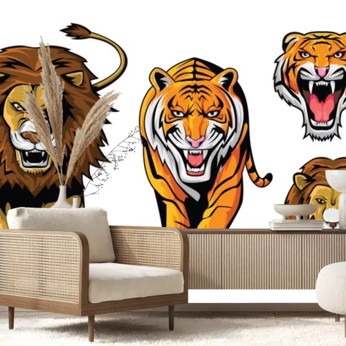 Sticker Tijger en leeuw in bewegende beelden