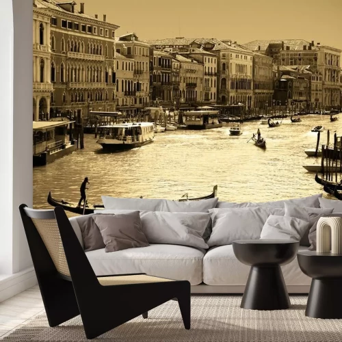Fotobehang Skyline van Venetië in sepia kleuren