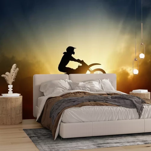Fotobehang Biker op motor