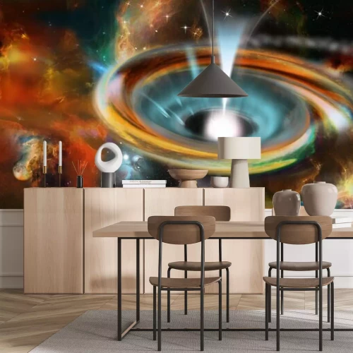 Fotobehang Zwart gat met een galaxy