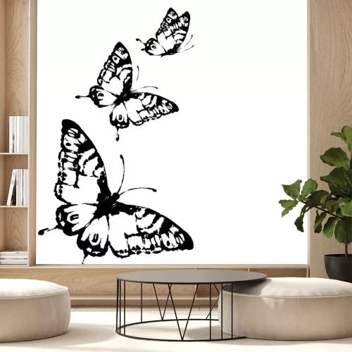 Sticker Zwarte vlinders op witte achtergrond