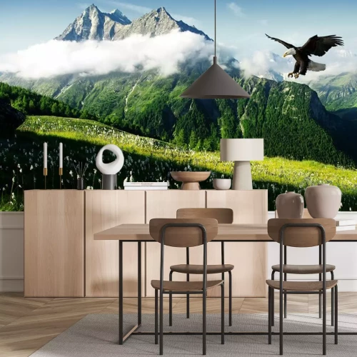 Fotobehang Berglandschap met een adelaar