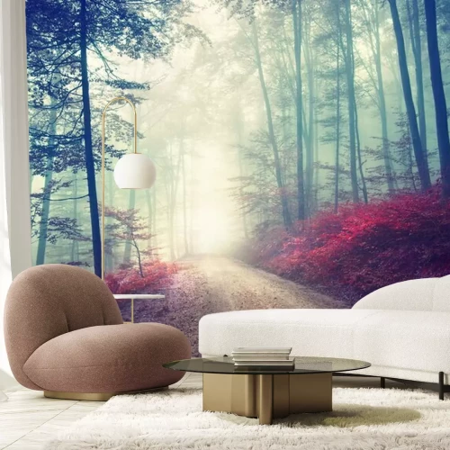 Fotobehang Vintage magische bosweg