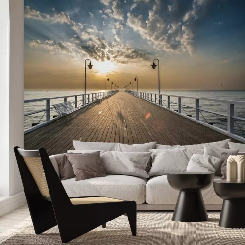 Fotobehang Lege houten pier