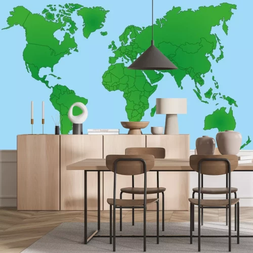 Sticker Kaart van de wereld in Green