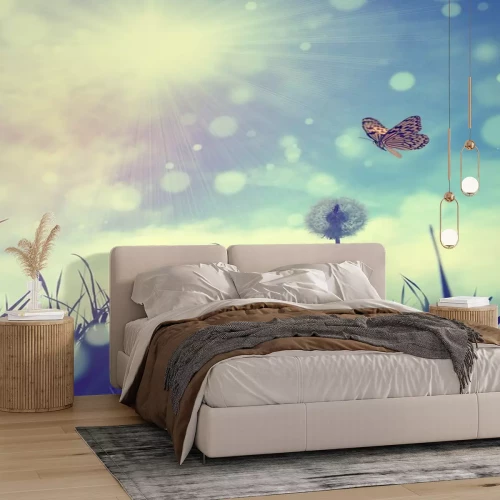 Sticker Vlinder in een retro foto