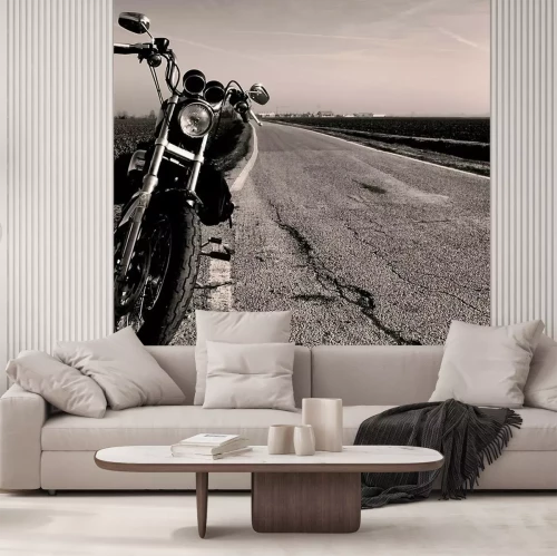 Fotobehang Verlaten motorfiets langs de kant van de weg