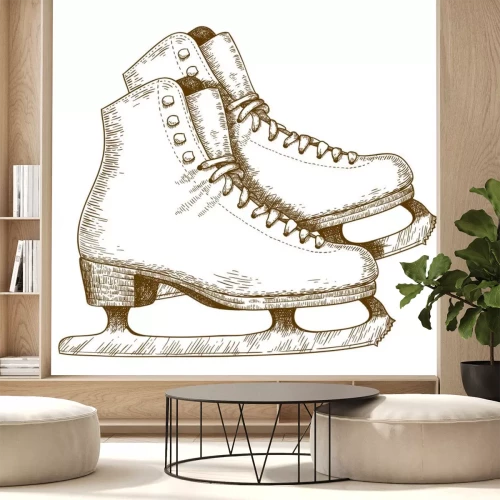 Sticker Gravure illustratie van schaatsen schoenen en messen