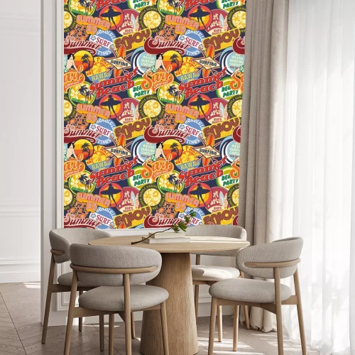 Behang Zonnig strand retro patroon