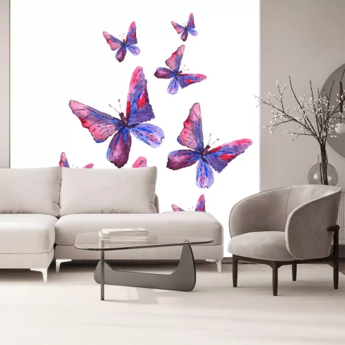 Sticker Grote en kleine vlinders in aquarel