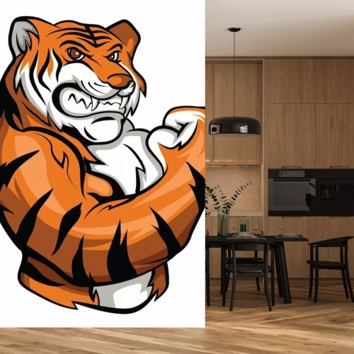 Sticker Tijger die zijn grafische vuist balde