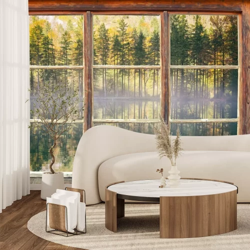 Fotobehang Lentebos buiten het raam