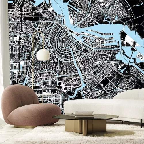 Sticker zwart-wit amsterdam city map